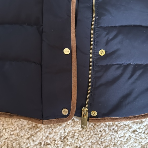 Zara Basic Navy Puffer Coat with Gold Zippers - Picture 4 of 4
